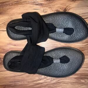Sanuk Yoga Mat Sling Black Gray Sandals Size 9